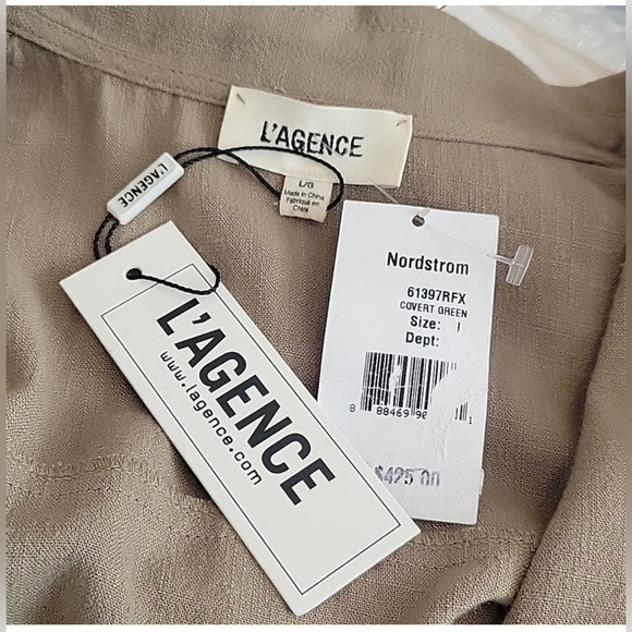 L'AGENCE Mayer Military Linen Blend Wrap
Dress Covert Green Sz L NWT - Picture 6 of 6